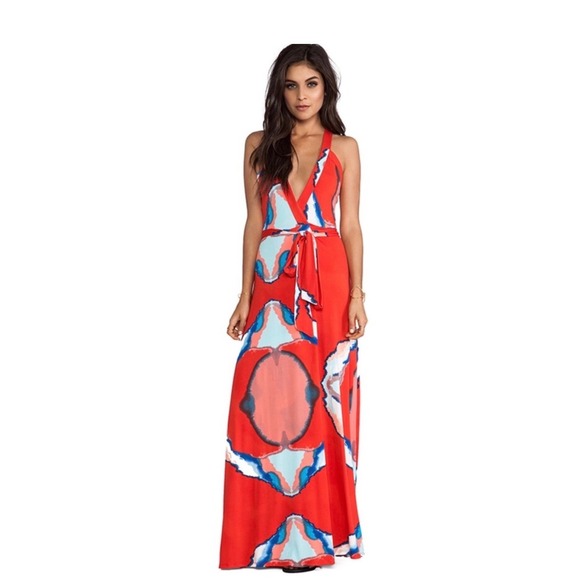 Karina Grimaldi Dresses & Skirts - Revolve Karina Grimaldi Lena Knit Maxi Wrap Dress In Coral Moon Size Large